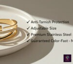 Gold Cuff Bracelet for Women | Dual Bar Designer Bracelet with Stone Detailing | Stylish Fashion Jewellery - Image 3