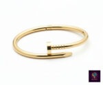 gold nail design bangle bracelet for women – minimalist gold cuff jewelry
