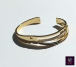 Gold Cuff Bracelet for Women | Dual Bar Designer Bracelet with Stone Detailing | Stylish Fashion Jewellery - Image 2