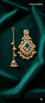 Kashmiri jhumkas green enamel gold tone anti tarnish artificial earrings for women with traditional design