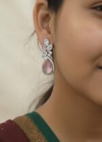 Luxury AD Earings pink teardrop crystal anti tarnish party wear earrings for women