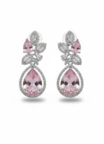 Luxury AD Earings pink teardrop crystal anti tarnish party wear earrings for women