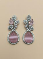 Luxury AD Earings pink teardrop crystal anti tarnish party wear earrings for women
