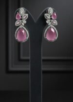 Luxury AD Earings pink teardrop crystal anti tarnish party wear earrings for women